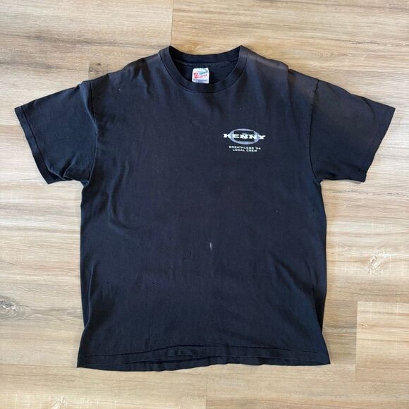 Vintage 90s Kenny G Breathless Local Crew Single Stitch Black Shirt Size XL Sax - Picture 1 of 10